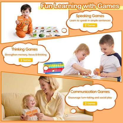 Thick Baby Flash Cards for Toddlers 1-3 Sight Words Flash Cards for Kindergarten，50 First Words Fun Video Flash Cards for Toddlers，Learning Resources Kids Aba Therapy Materials