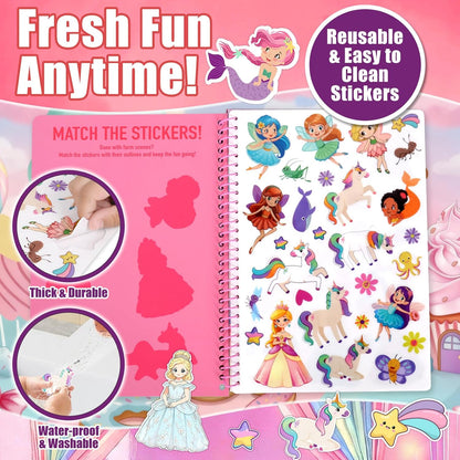 Jelly Sticker Book for Kids 2-4, Waterproof Reusable Sticker Book for Toddlers, Easy to Clean Road Trip Activities, Easter Basket Stuffers & Easter Gifts for Toddlers (Farm)