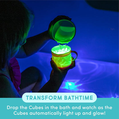 Glo Pals Water Activated Light-Up Sensory Bath Toy Play Jar, 4 Reusable Cubes and Fun Fillers for Bathtime and Sensory Play, Perfect for Kids and Toddlers, Easy As ABC