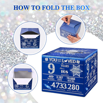 10 Happy Birthday Money Box for Cash Gift, 10th Birthday Decorations for Boys and Girls, Gifts for 10 Year Old Boy, Boy Gift Ideas, Cool Things for Teen -Blue with 100PCS Bags