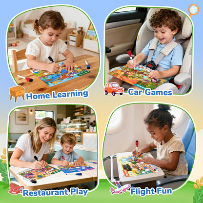 JoyCat Search and Find Activity Books, Animal Preschool Learning Activities for Toddlers & Kids, Travel Toys for Road Trip Car and Airplane, Busy Toy, Educational Game Gifts for Boys Girls Ages 3-5
