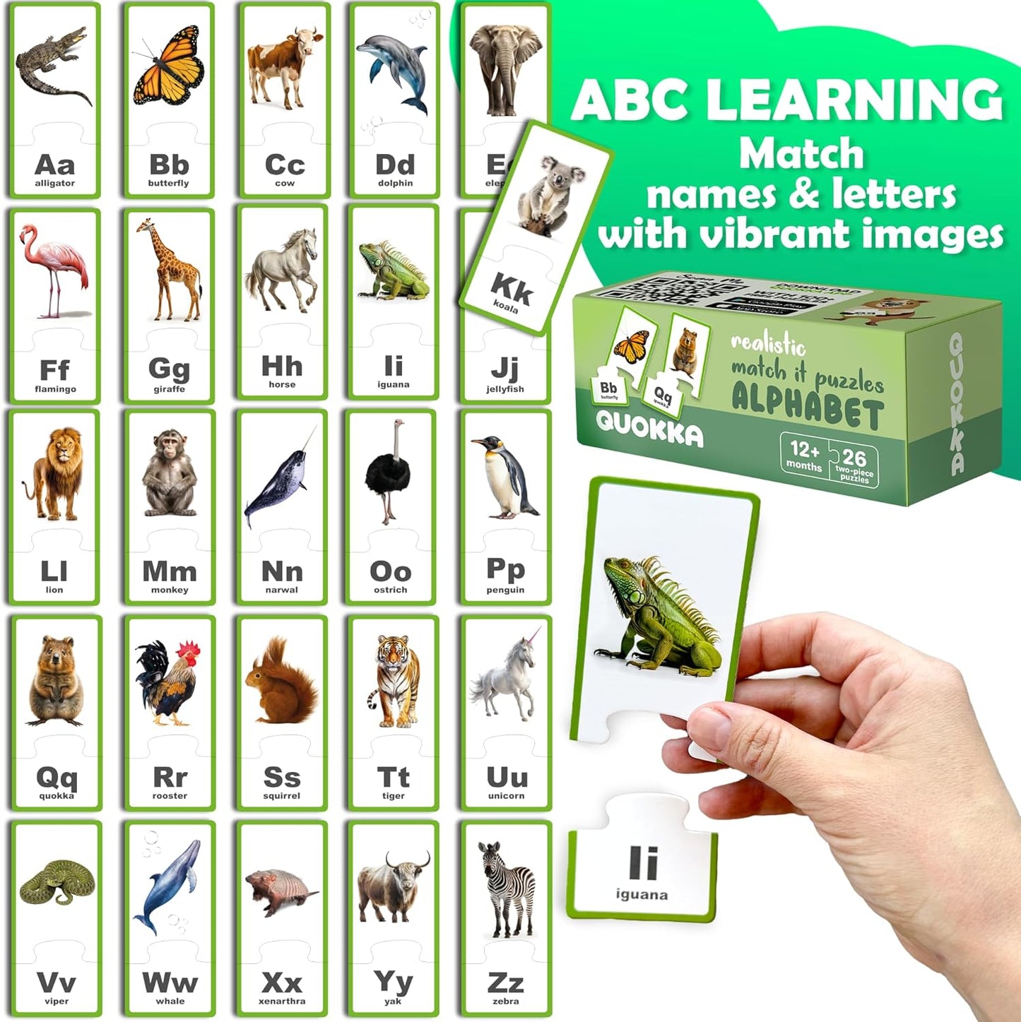 QUOKKA 5X MEGASET Puzzles for Toddlers 3-5 - Matching Games for Kids Ages 2-4 - Numbers Animals Opposites ABC Learning for Toddlers 1-3 Year Old - Educational Toy Activities for Boy and Girl
