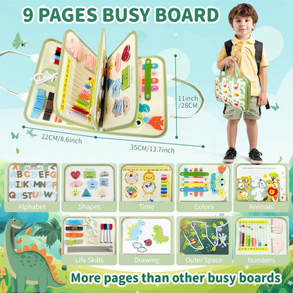 Aurasys Toddler Busy Board Montessori Toys for Girl Birthday Gift,Educational Learning Sensory Busy Book, Airplane Car Travel Activities Toy for Girl(Pink)