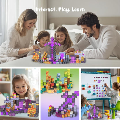 Magnetic Tiles Race Track Set, 52PCS STEM Educational Magnetic Building Blocks with 2 Race Cars, Montessori Sensory Travel Toys for Kids 3 4 5 6 7 8, Birthday for Boys & Girls