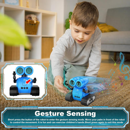 Hamourd Robot Toys for Boys Girls, Emo Robot with Walkie-Talkie Function, Gesture Sensing, Flexible Head & Arms, Programming Motion, Dance Moves, Music, Multi-Mode LED Eye, Toys for Ages