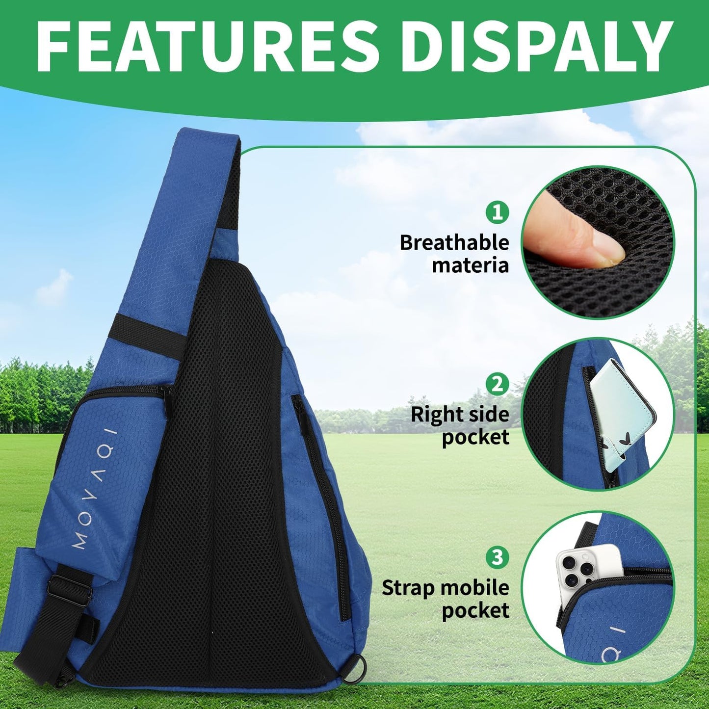 MOYAQI Disc Golf Bag with Retriever Holder and Storage Pockets, Disc Golf Backpack with 8-10 Disc Capacity, Padded Adjustable Strap and Back Panel, Lightweight and Durable