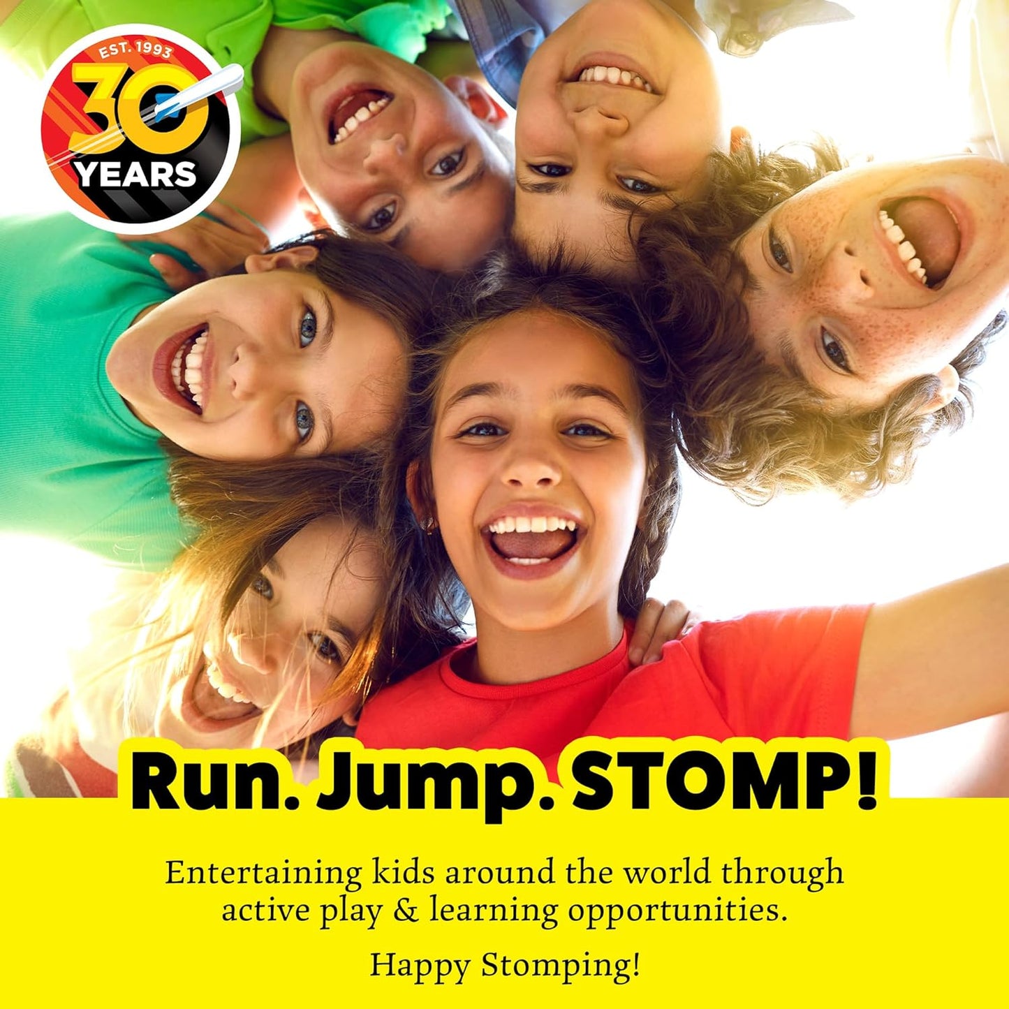 Dueling Stomp Hopper Pogo Stick - Jump, Bounce & Squeak Foam POGO Jumper for Kids - Toddler Pogo Stick with Soft Grips & Stretchy Bands - STEM Indoor & Outdoor Toys for 3-5 Year Olds