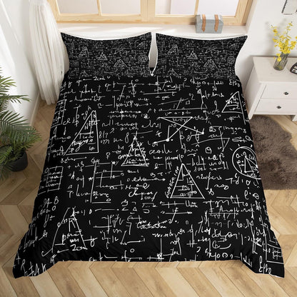 Erosebridal Science Theme Bedding Set Queen Size for Boys Girls Chemistry Periodic Table Print Duvet Cover Chemical Subject Theme Comforter Cover Teens Kids Math Science Atyle Bedspread Cover 3 Pcs