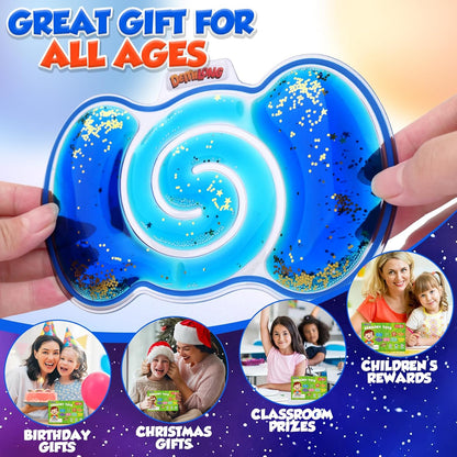 Squishy Sensory Toys for Kids - 4 Pack Fidget Toy Sensory Maze for Autism - Stress Relief Toys for Calm Down - Squeeze Fidget Toy Filled Goo, Glitter, Prizes for Kids Classroom, Goodie Bags Stuffers