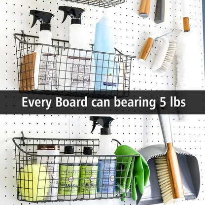 4Pcs Peg Board, Black Pegboard Wall Organizer Panels Wall Mount, ABS Pegboard for Craft Room Garage Kitchen Workshop, ABS Peg Boards Easy Installation