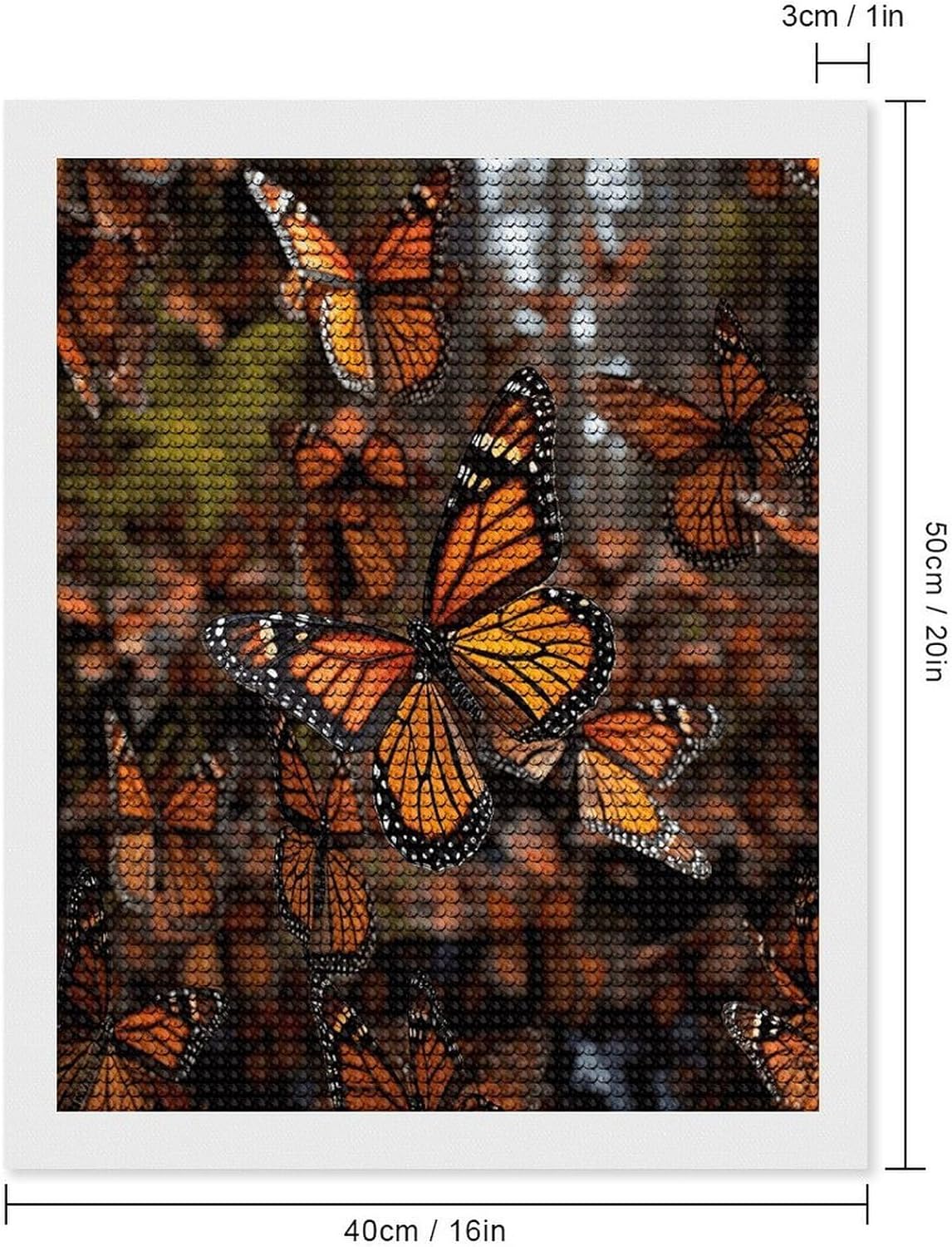 VstaDank Monarch Butterflies Diamond Painting Kits Exquisite DIY Full Round Drill Diamond Dots Painting for Adults Beginner Diamond Photo Paint with Diamond Picture Art Wall Decor 12"x20"