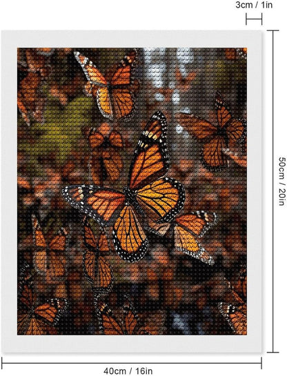 VstaDank Monarch Butterflies Diamond Painting Kits Exquisite DIY Full Round Drill Diamond Dots Painting for Adults Beginner Diamond Photo Paint with Diamond Picture Art Wall Decor 12"x20"
