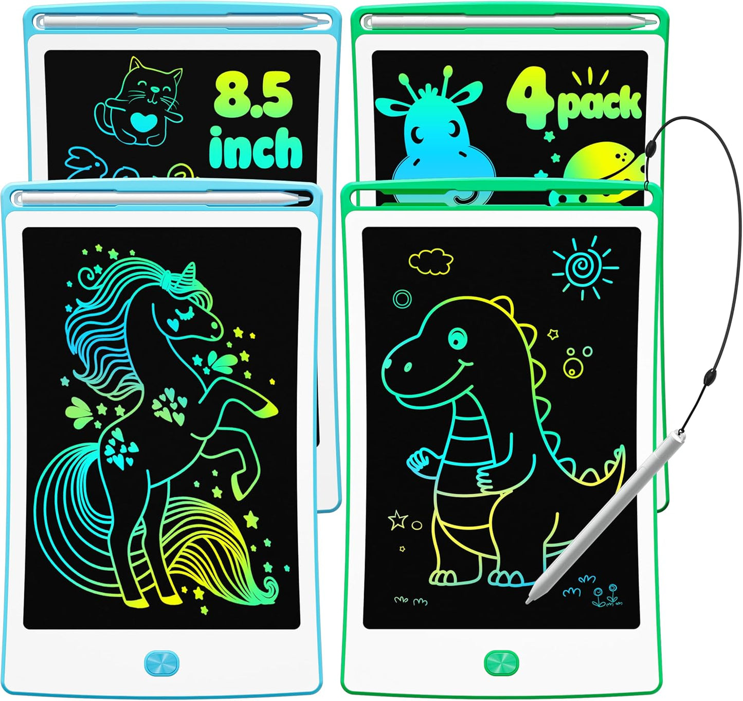 4 Pack LCD Writing Tablet, 8.5 Inch Colorful Toddlers Drawing Tablet for Kids, Creative Doodle Board Drawing Pad, Toy Birthday Gift for 3-6 Year Old Girls Boys