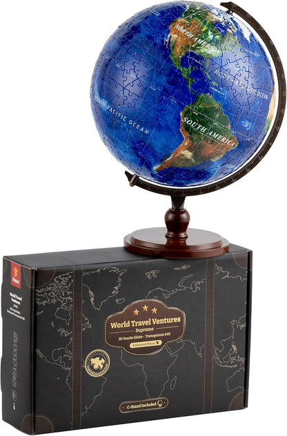 Pintoo Puzzles Pintoo 3-D Puzzle Globe Classic Small 6" Earth Globe Decor with 240 Curved Puzzle Pieces - Globes of The World for Unisex Adults, Explorers, Business, Home Decoration [A3751]