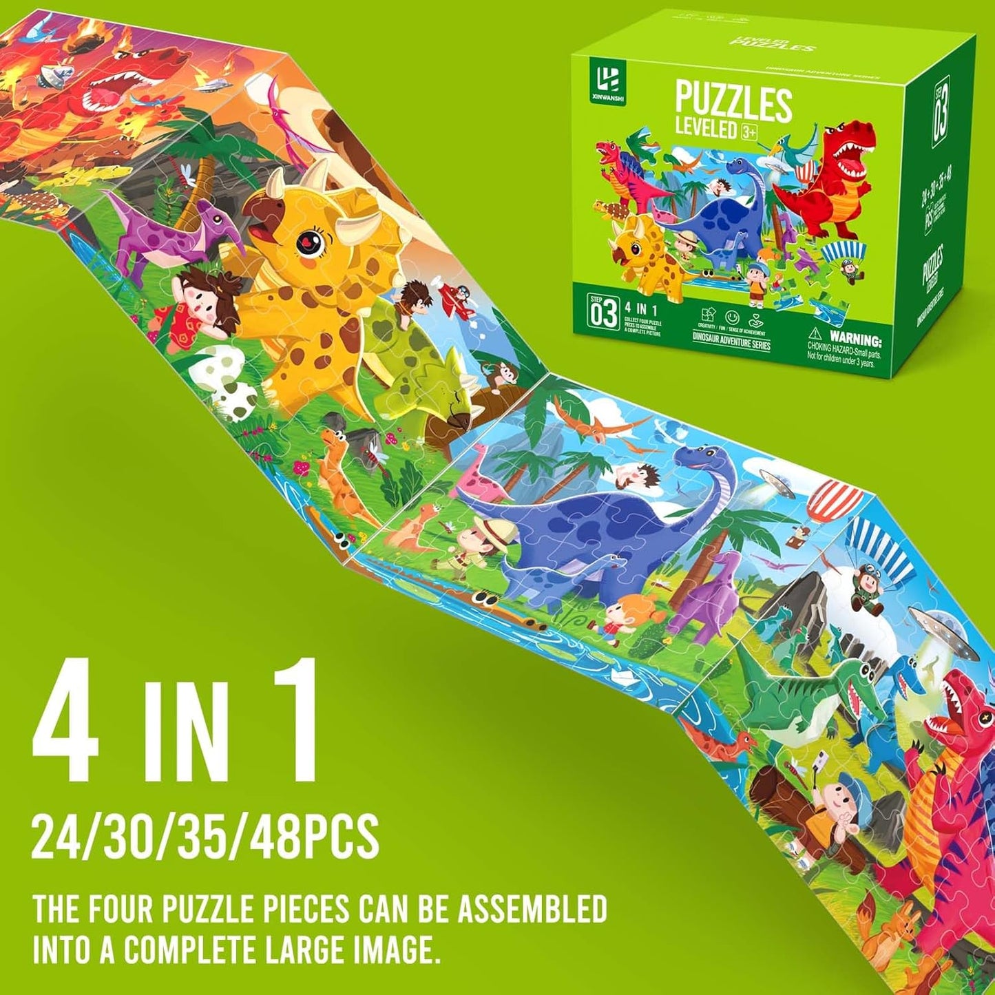 Puzzles for Kids Ages 3-8 Year Old,35pcs Jigsaw Puzzles for Toddlers & Children Ages 4-6，Educational Floor Puzzles with Storage Box for Gifts（Fire Engine）