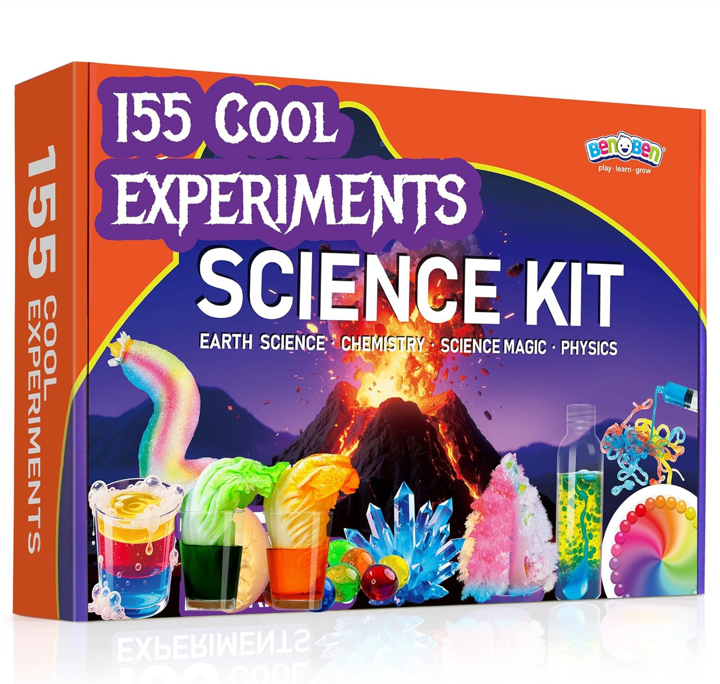 Benben 155 Experiments, Science Kit for Kids Ages 6 7 8 9 10 11 12 13 14, Earth Chemistry Physics Set, Volcano STEM Educational Toy, Birthday Gift for Boys Girls