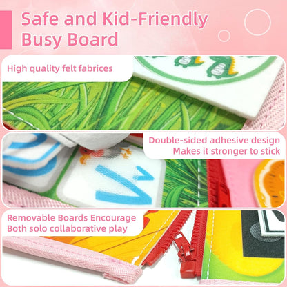 Montessori Busy Board - 8-in-1 Sensory Activity Book with Detachable Pages, Travel-Friendly Learning Toy for Fine Motor Skills & Preschool Education