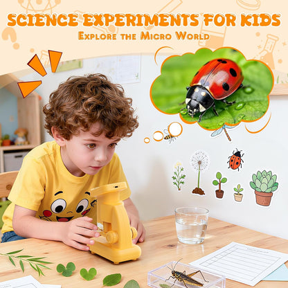 1200X Microscope for Kids, 2 in 1 Handheld & Desktop Digital Microscope with 9 Slides Science Kit, Portable Microscope HD Screen Video Record, STEM Educational Toys Gifts for Ages 3-12 Boys Girls