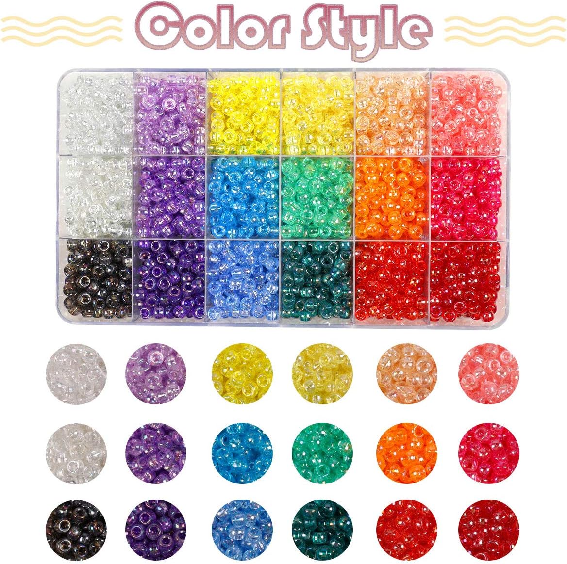 1720+pcs Pony Beads Kit 1830pcs 6 Style Letter Alphabet Beads Rainbow Plastic Pony Bead Bulk Multicolor Kandi Bead Elastic String DIY Crafts Jewelry Making Kit for Bracelets Necklaces