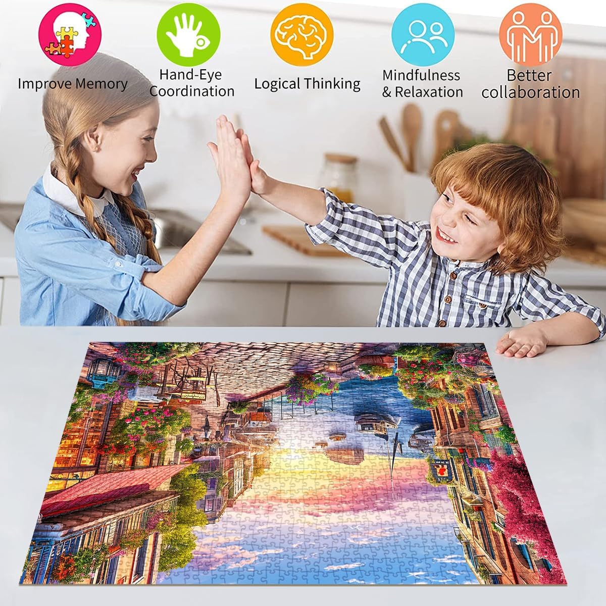 Puzzles for Adults 1000 Pieces,Seaview Campground Jigsaw Puzzle with 1:1 HD Poster, Perfect Interlocking No Dust, Stress Relief Ideal Gift for Family Games