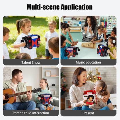 AZEAM Kids Accordion, Toy Accordion for Ages 3 5 9 7 10 12 Child Children Toddlers Beginners Kids Musical Instruments 10 Keys Button Small Lightweight for Boy Girls Christmas（Black）