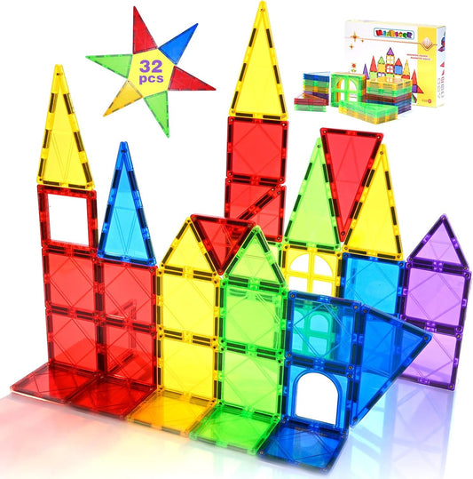 MAGBLOCK Magnetic Tiles Toys for Kids Magnet Building Tiles 100 Pcs Magnetic Blocks Preschool Building Sets Educational Toys for Toddlers Boys and Girls.