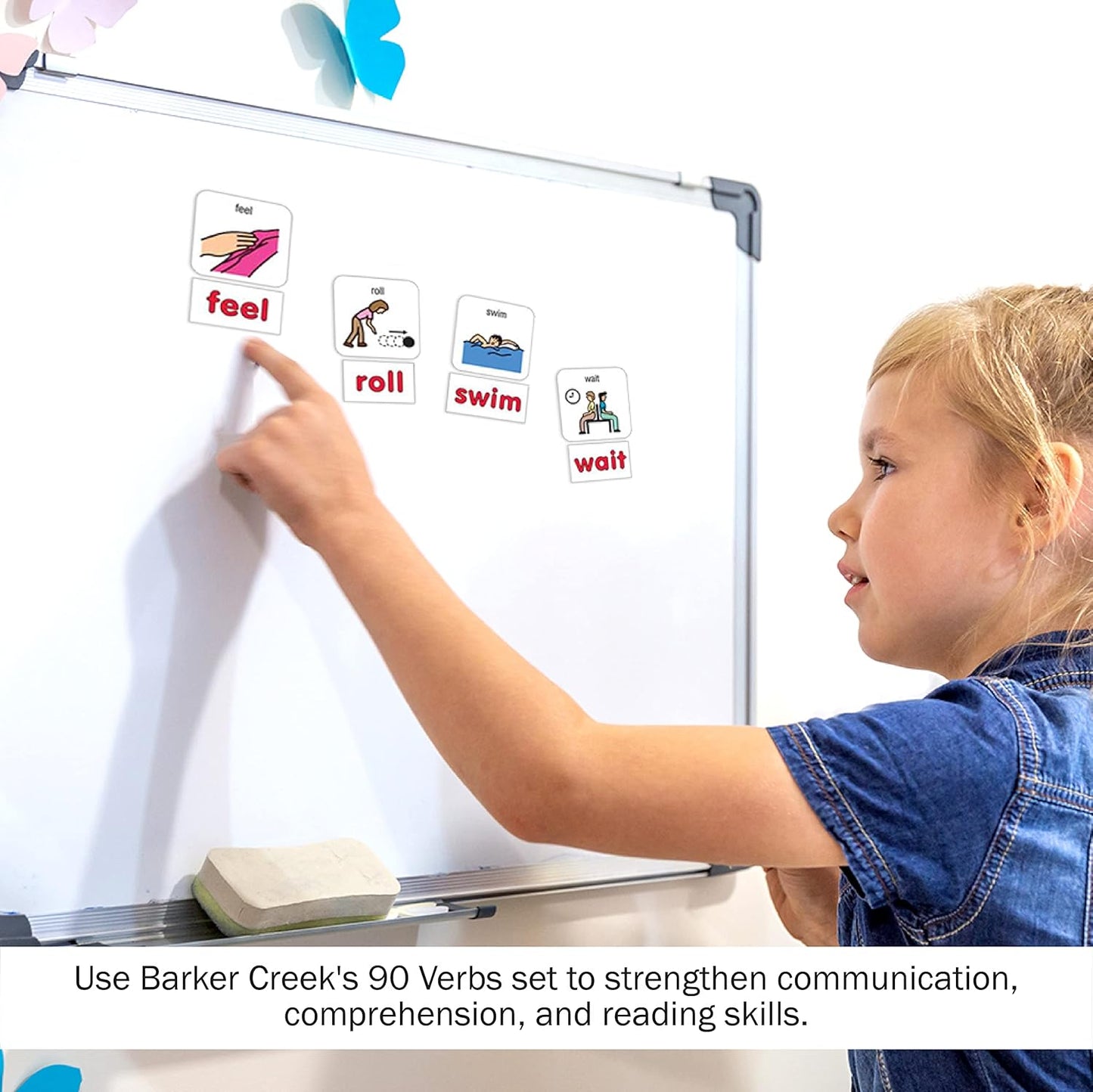 BARKER CREEK Learning Magnets, for Children, Picture Communication Symbol Magnets - High-Frequency Verbs & Companion Word Magnets (3000)