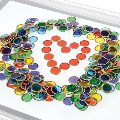 150 Magnetic Counting Chips & Counters with 2 Block Magnets | Translucent Math Manipulatives for Preschool STEM | Light Table Accessories in 5 Colors