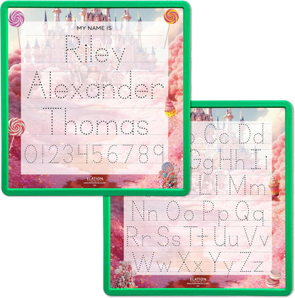 Kid's Name Tracing Board | Dry Erase Letter Tracing | Reusable Name Board | Alphabet Letters | Personalized | Candy Theme