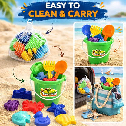 Liberty Imports 13 PCS Beach Sand Toys, Dinosaur Claw Hand Scoop Play Set with Bucket, Shovel Tools, Animal and Castle Sand Molds - Beach Sandbox Toys for Toddlers & Kids