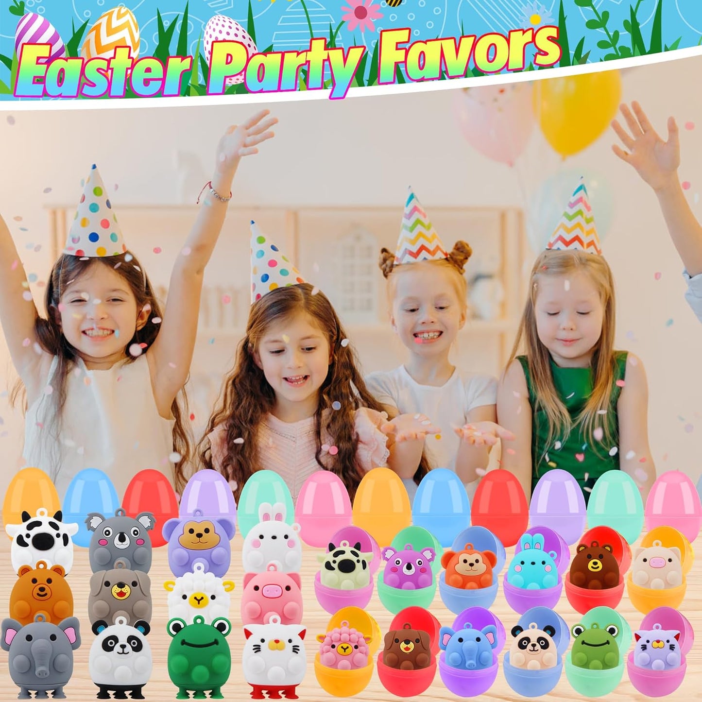 ChildFun 24 PCS Party Favors for Kids,3D Animal Pop Toys,Goodie Bags Stuffers for Kids,Pinata Stuffers Carnival Prizes,Fidget Toys Bulk,Prize for Classroom,Suction Toys for Toddlers