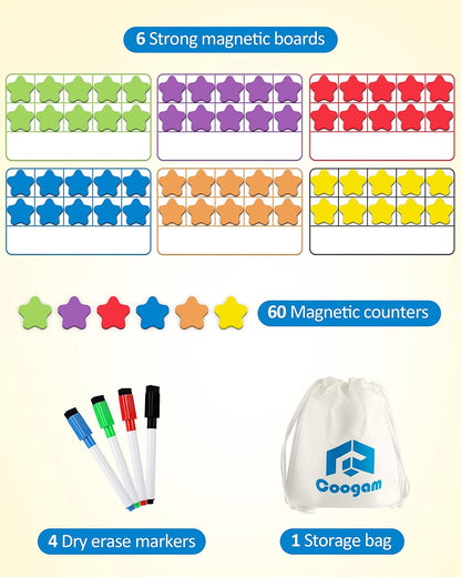 Coogam Magnetic Ten-Frame Set, Math Manipulative EVA Number Counting Games, Montessori Educational Toy Gift for Kindergarten Classroom Kids 3 4 5 Year Old