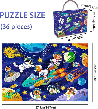 GIVEITALL Jigsaw Puzzles for Kids Ages 3-5 6-8 8-10 Year Old,Dog Planet Floor Puzzle 36 Pieces Enlightening Game Creative Gifts for Boys Girls (Dog)