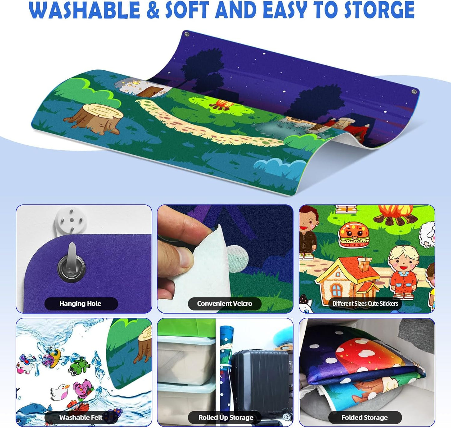 SKOLESK 204Pcs Animals Felt Busy Board Story Set with Storage Bag Preschool Large Wall Storyboard Forest Themed Early Learning Interactive Play Kit Wall Hanging Gift for Toddlers Kids 40 X 28 Inch