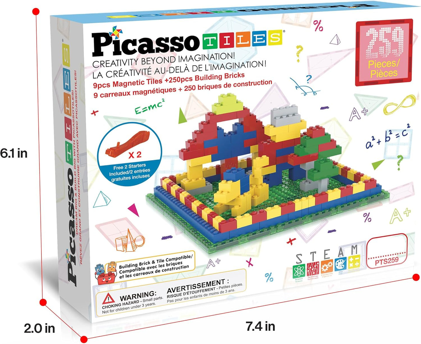 PicassoTiles 1016pcs Magnetic Tile & Building Brick Combo Construction STEM Toy Magnet Tiles for Creative Play Educational Toys for 3+ Large Bricks for Toddlers Compatible with Major Brands PTS1016