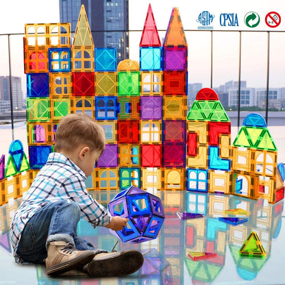 MAGBLOCK Magnetic Tiles Toys for Kids Magnet Building Tiles 100 Pcs Magnetic Blocks Preschool Building Sets Educational Toys for Toddlers Boys and Girls.