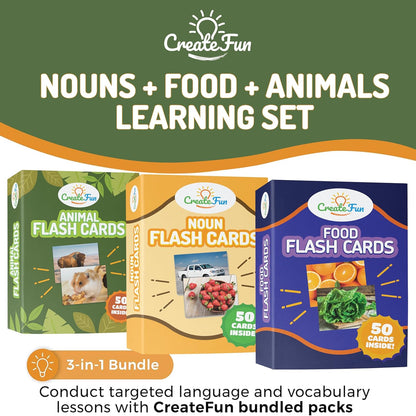 50 Noun Flash Cards, Fun Vocabulary Builder Educational Learning Photo Cards for Kids, Homeschool, Adults, Seniors, Speech Therapy, ESL, Autism, Dementia, Aphasia, SLP, ABA, and Occupational Therapy