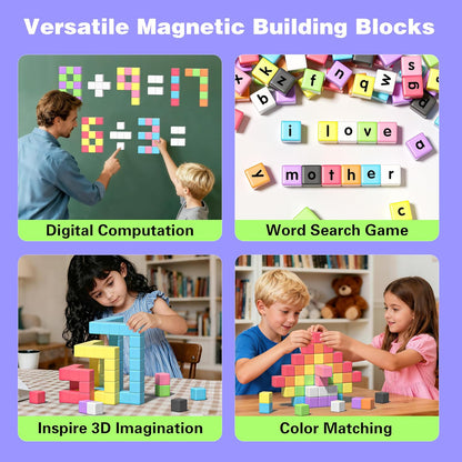 Apluses 45PCS Magnetic Blocks - Transparent Magnet Cubes, Toddler Building Blocks, Sensory Autism Gifts for Kids Ages 3+, Preschool Travel Toys for 3-5 Year Old Boys and Girls
