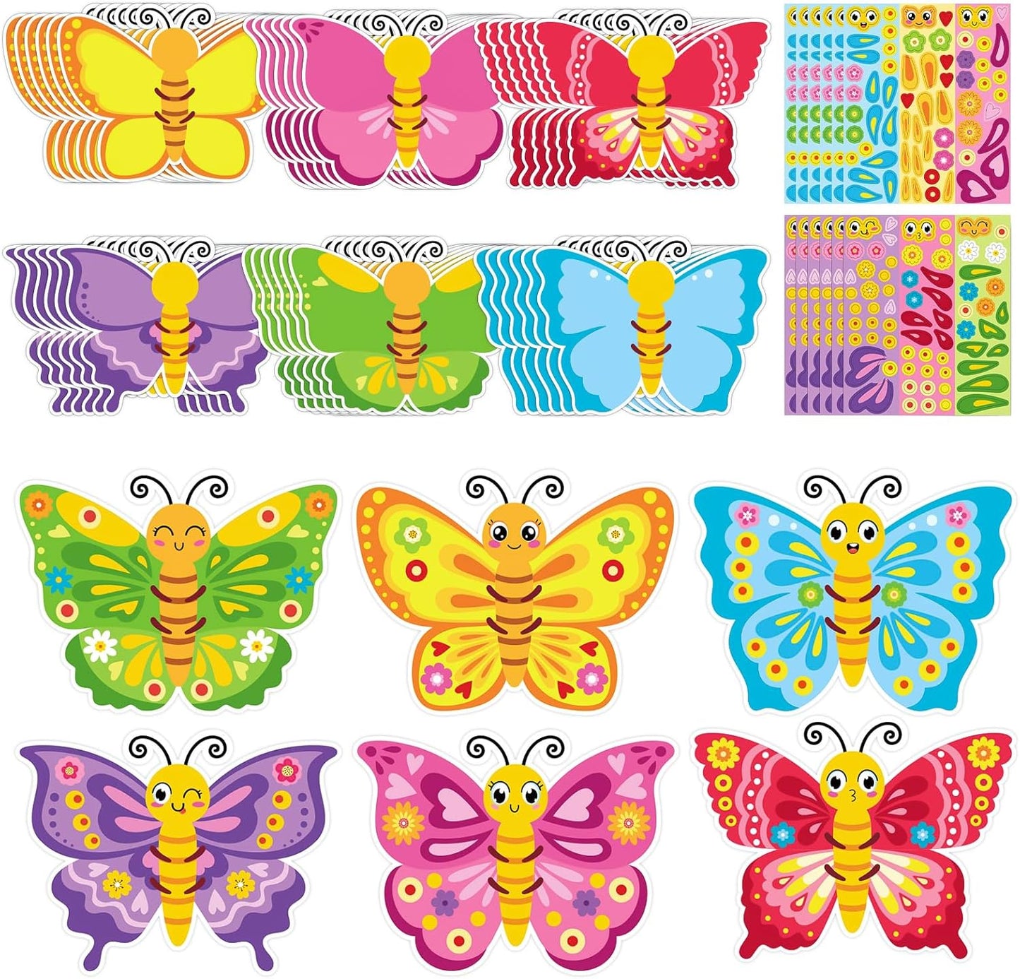 Hedeey 36 Packs Spring Butterflies Craft Kits for Kids,Make Your Own Butterfly Paper Craft Set, Spring DIY Art Craft Kits for School Home Game Activities (Butterfly 36)