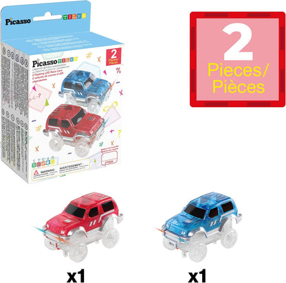 PicassoTiles 121pc Magnetic Tile Race Track Marble Run Magnet Tiles 3-in-1 Playset Car Racing Construction Set STEM Learning Early Education Building Toy Cars for School Toddlers Boys Girls Ages 3+