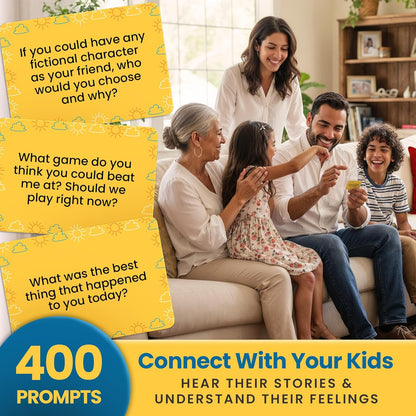 400 Conversation Cards for Kids – Engage Kids, Laugh, and Grow Closer During Family Dinner, Game Night, and Road Trips – Have Fun Building Social-Emotional Skills - Super Portable 2.5" x 1.75" Cards