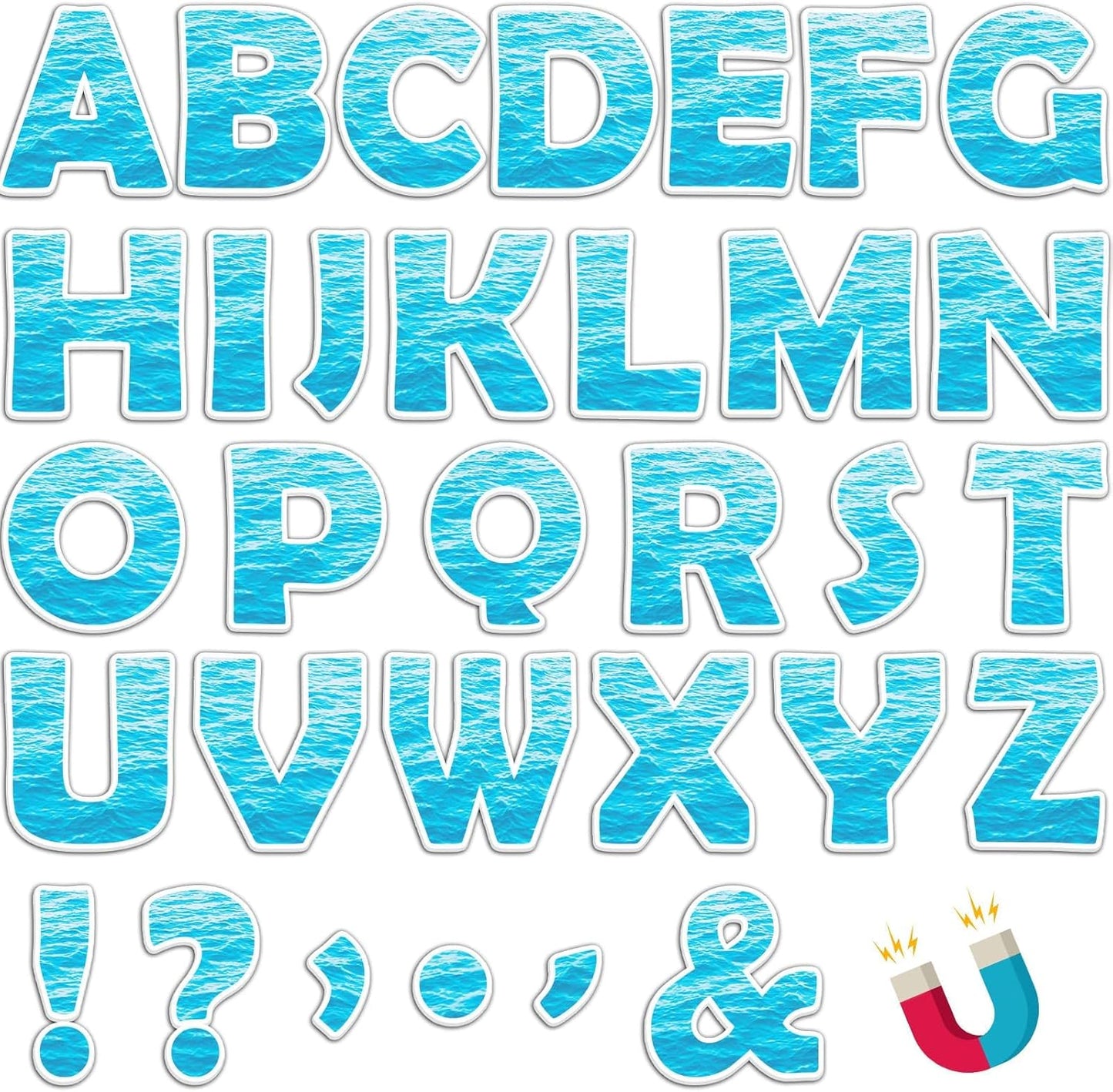 Qyeahkj 103 Pcs Glitter Silver Magnetic Letters - 2'' Alphabet Letters Kit for Classroom, Whiteboard, Fridge, Teachers & Preschool Learning