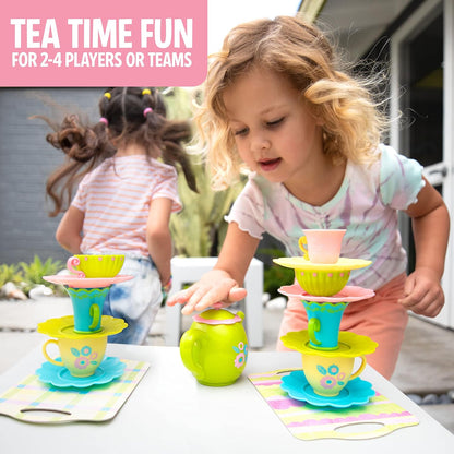 Educational Insights Teacup Pile-Up - Relay Race Games for Kids, Gross Motor Preschool Games for 4 Year Olds, Birthday Party Activities, Matching and Patterning Toddler Game