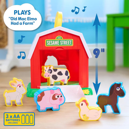 Sesame Street Elmo's Learn & Sort Barn with Music and Sounds, 6-Pieces, Teaches Toddlers Shapes, Sounds, and Problem-Solving Skills, Toy for Girls, Boys, Kids, Ages 2 and Up by Just Play