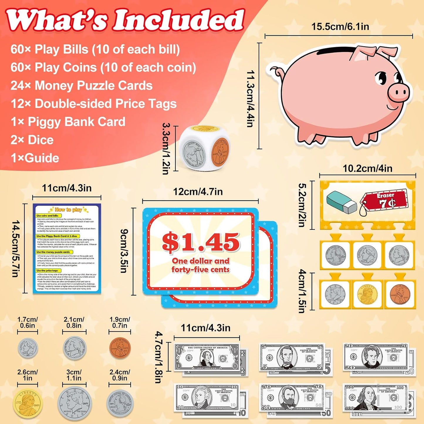 Kasfalci Money Activity Set for Kids for Learning, Pretend Play, Math Manipulatives,Teaching,Counting,Learning & Education Toys for Kindergartner Classroom & Homeschool,Math Games for Toddler, Teacher
