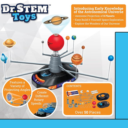 Dr. STEM Toys Solar System Projector Kit - Motorized Planet Model Set for Kids Ages 8-12 | Complete Educational Science Toy with 50+ Pieces | Home & Classroom Use