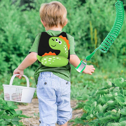 3 in 1 Toddler Harness Leash + Baby Anti Lost Wrist Link, Accmor Cute Dinosaur Child Safety Harness Tether, Kids Walking Wristband Assistant Strap Belt for Parent Boys Outdoor Activity (Black)