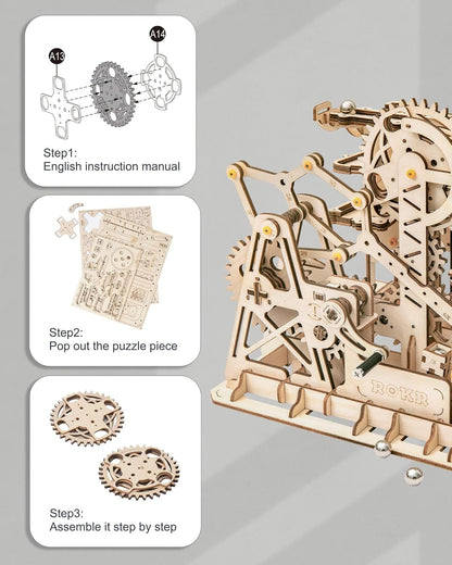ROKR 3D Wooden Puzzle-Mechanical Model-Wooden Craft Kit-DIY Assembly Toy-Mechanical Gears Set-Brain Teaser Games-Best Gifts for Adults & Teens Age 14+(LG504-Fortress)