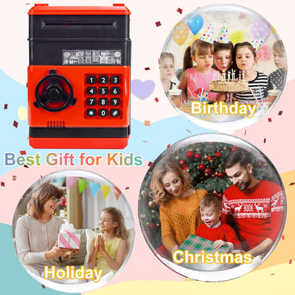 HUSAN Piggy Banks Money Banks for Kids, Electronic Password Code Money Banks ATM Banks Box Coin Bank for Children Boys and Girls (Grey Bue)