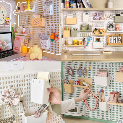 PegBoard Wall Organizer, Plastic Wall Pegboard Kit, 2 White Pegboard and 10 Pegboard Accessories, Wall Mount Pegboard with Hooks, Wall Display Peg board for Home and Office, 19.5” x 9.5”